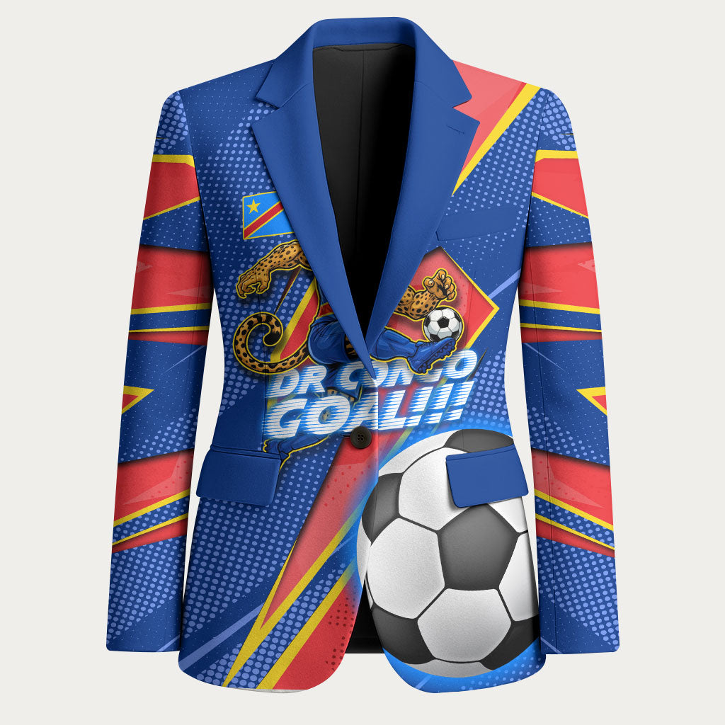 Personalized DR Congo Football Leopard GOAL Blazer Congolese Football Champion - Dynamic Halftone Soccer Style