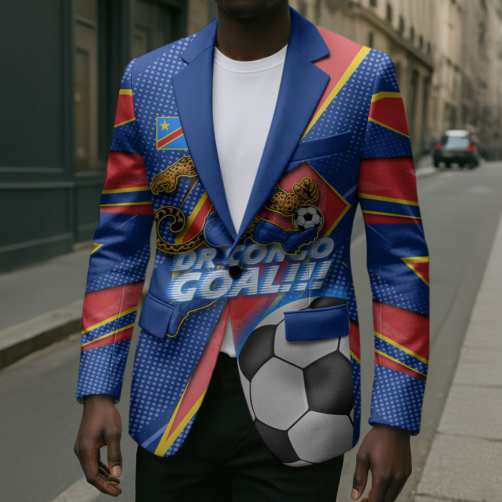 Personalized DR Congo Football Leopard GOAL Blazer Congolese Football Champion - Dynamic Halftone Soccer Style