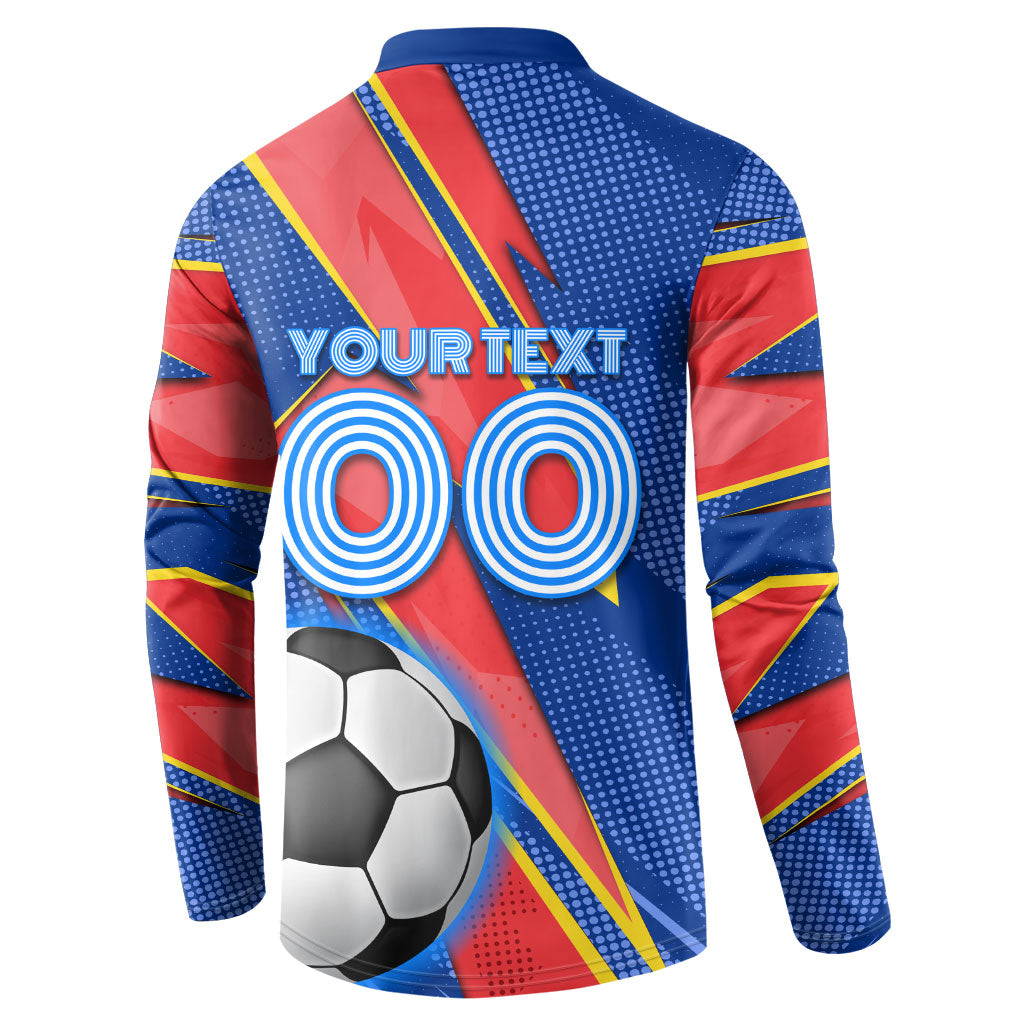 Personalized DR Congo Football Leopard GOAL Button Sweatshirt Congolese Football Champion - Dynamic Halftone Soccer Style