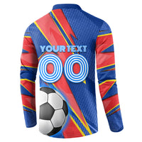 Personalized DR Congo Football Leopard GOAL Button Sweatshirt Congolese Football Champion - Dynamic Halftone Soccer Style