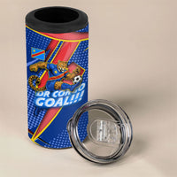 Personalized DR Congo Football Leopard GOAL 4 in 1 Can Cooler Tumbler Congolese Football Champion - Dynamic Halftone Soccer Style