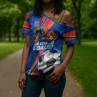 Personalized DR Congo Football Leopard GOAL Cross Shoulder Shirt Congolese Football Champion - Dynamic Halftone Soccer Style