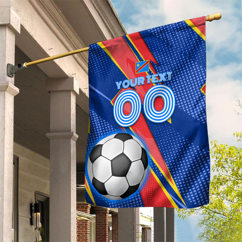 Personalized DR Congo Football Leopard GOAL Garden Flag Congolese Football Champion - Dynamic Halftone Soccer Style