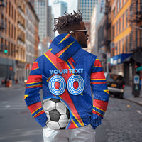 Personalized DR Congo Football Leopard GOAL Hoodie Congolese Football Champion - Dynamic Halftone Soccer Style