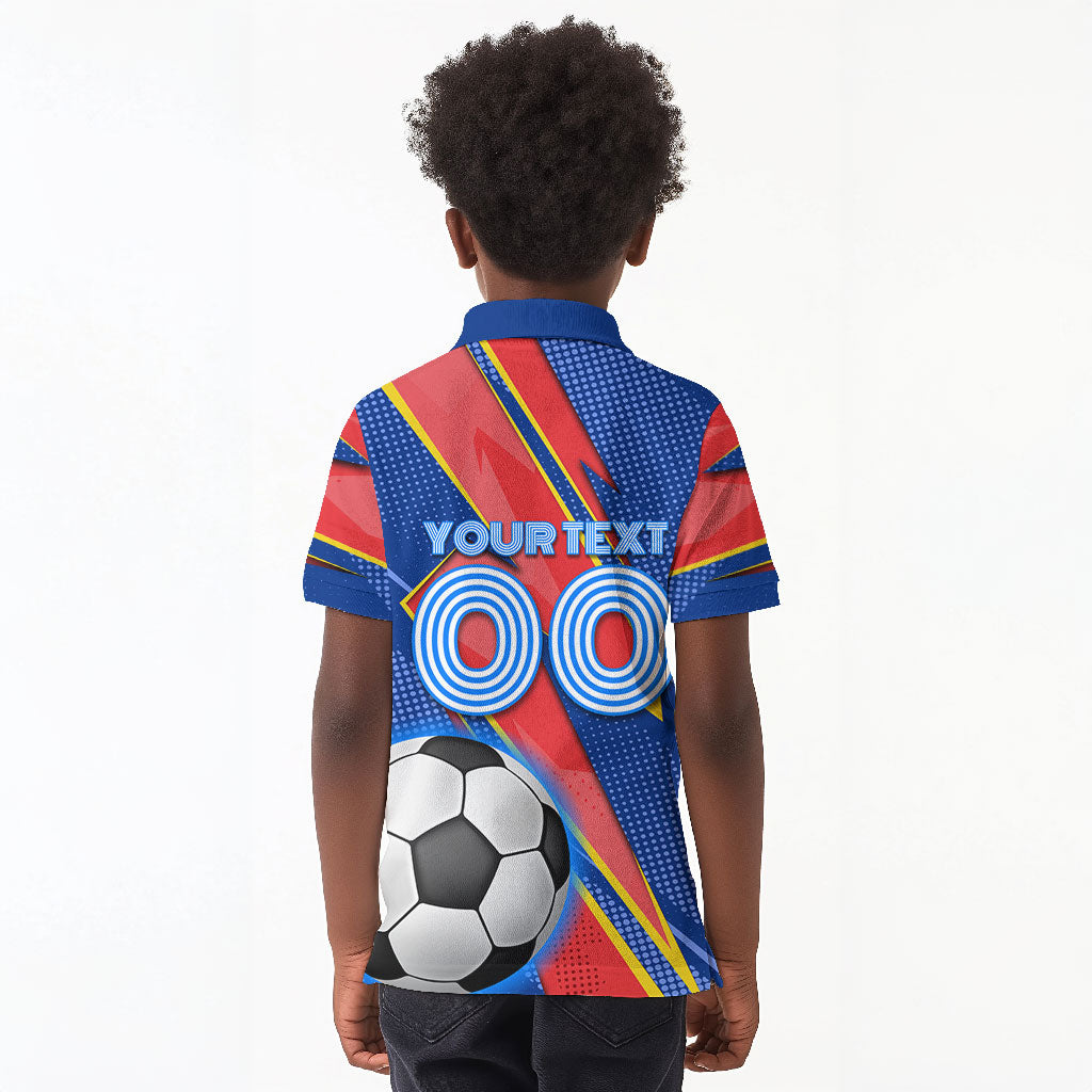 Personalized DR Congo Football Leopard GOAL Kid Polo Shirt Congolese Football Champion - Dynamic Halftone Soccer Style