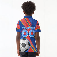 Personalized DR Congo Football Leopard GOAL Kid Polo Shirt Congolese Football Champion - Dynamic Halftone Soccer Style