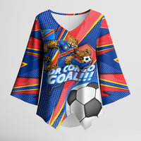 Personalized DR Congo Football Leopard GOAL Kimono Sleeve Blouse Congolese Football Champion - Dynamic Halftone Soccer Style