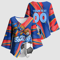 Personalized DR Congo Football Leopard GOAL Kimono Sleeve Blouse Congolese Football Champion - Dynamic Halftone Soccer Style