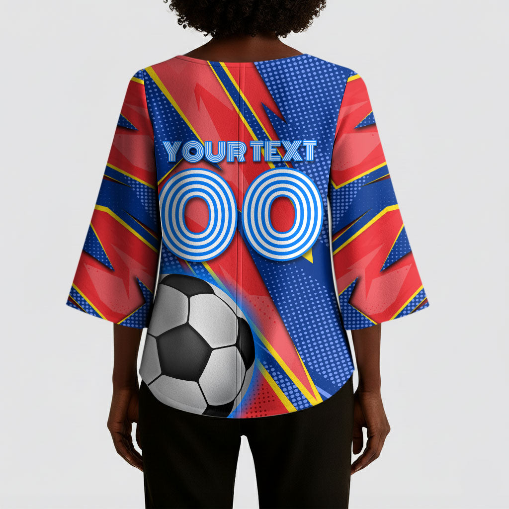 Personalized DR Congo Football Leopard GOAL Kimono Sleeve Blouse Congolese Football Champion - Dynamic Halftone Soccer Style