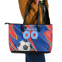 Personalized DR Congo Football Leopard GOAL Leather Tote Bag Congolese Football Champion - Dynamic Halftone Soccer Style