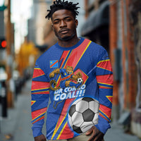 Personalized DR Congo Football Leopard GOAL Long Sleeve Shirt Congolese Football Champion - Dynamic Halftone Soccer Style