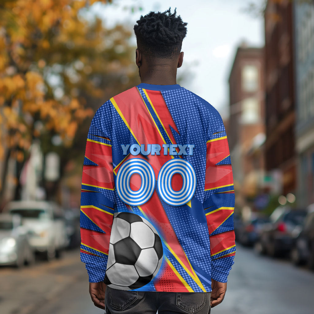 Personalized DR Congo Football Leopard GOAL Long Sleeve Shirt Congolese Football Champion - Dynamic Halftone Soccer Style