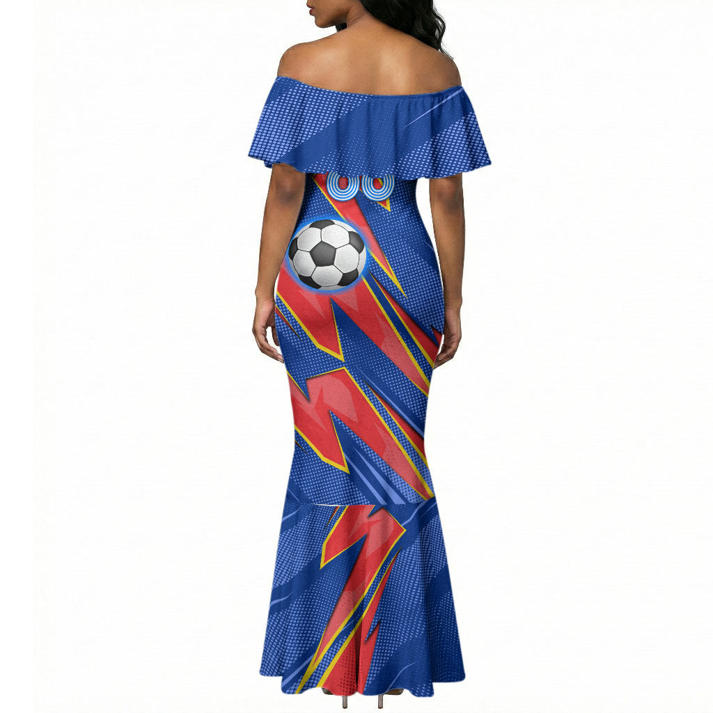 Personalized DR Congo Football Leopard GOAL Mermaid Dress Congolese Football Champion - Dynamic Halftone Soccer Style
