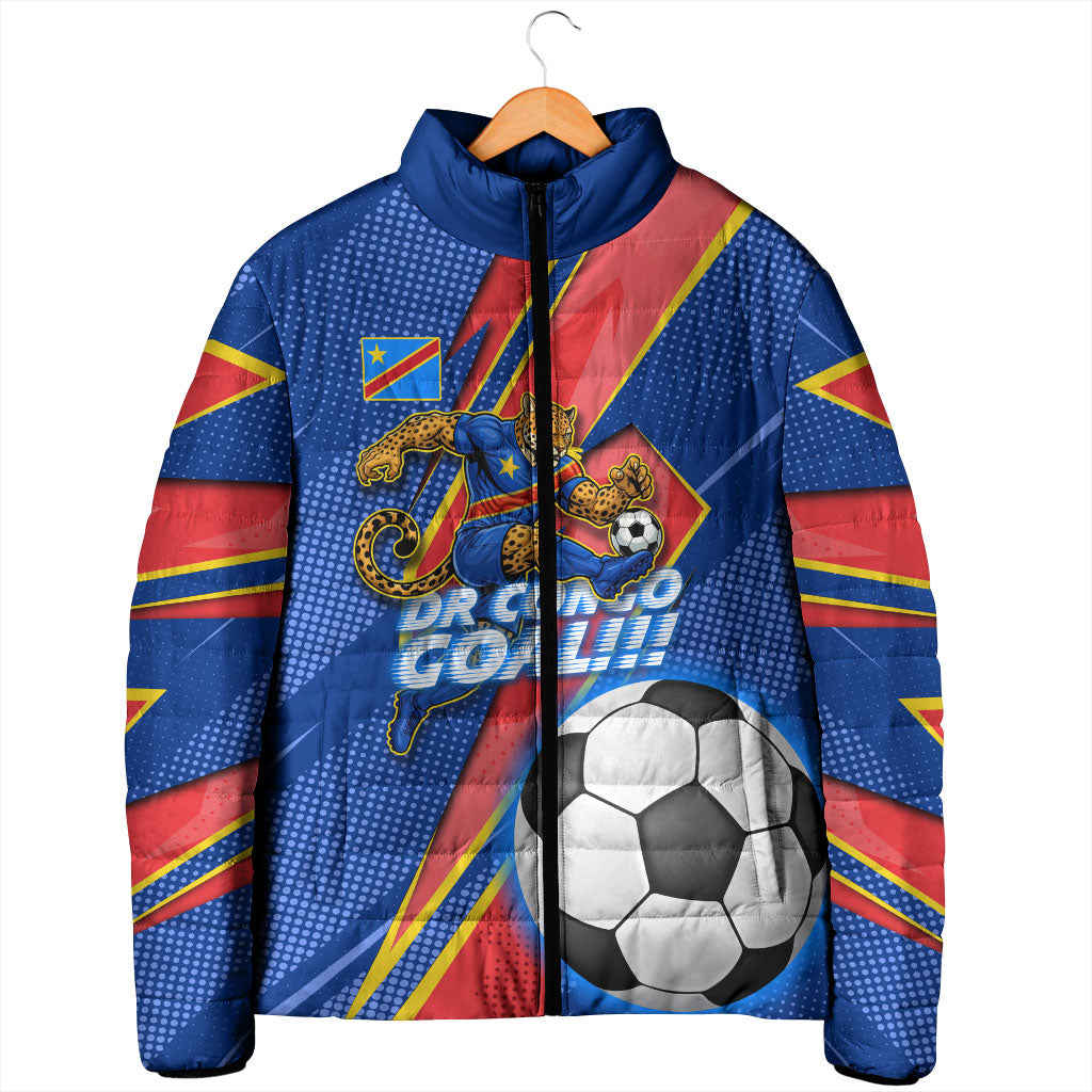 Personalized DR Congo Football Leopard GOAL Padded Jacket Congolese Football Champion - Dynamic Halftone Soccer Style