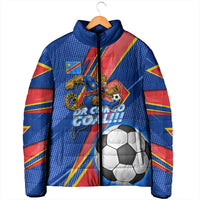 Personalized DR Congo Football Leopard GOAL Padded Jacket Congolese Football Champion - Dynamic Halftone Soccer Style