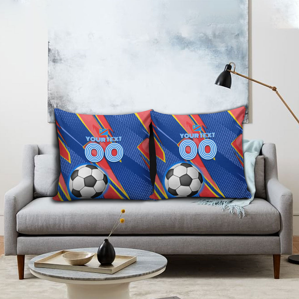 Personalized DR Congo Football Leopard GOAL Pillow Cover Congolese Football Champion - Dynamic Halftone Soccer Style