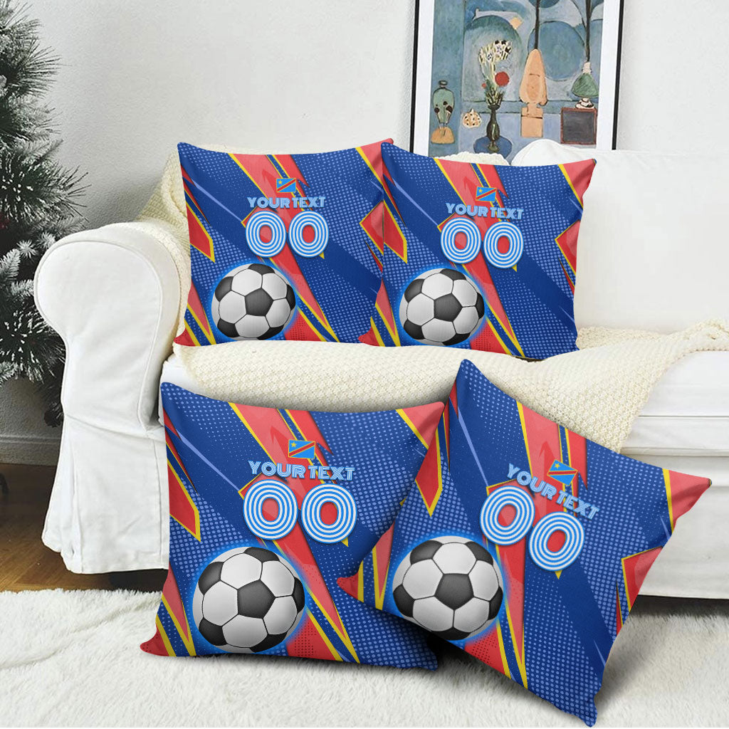 Personalized DR Congo Football Leopard GOAL Pillow Cover Congolese Football Champion - Dynamic Halftone Soccer Style