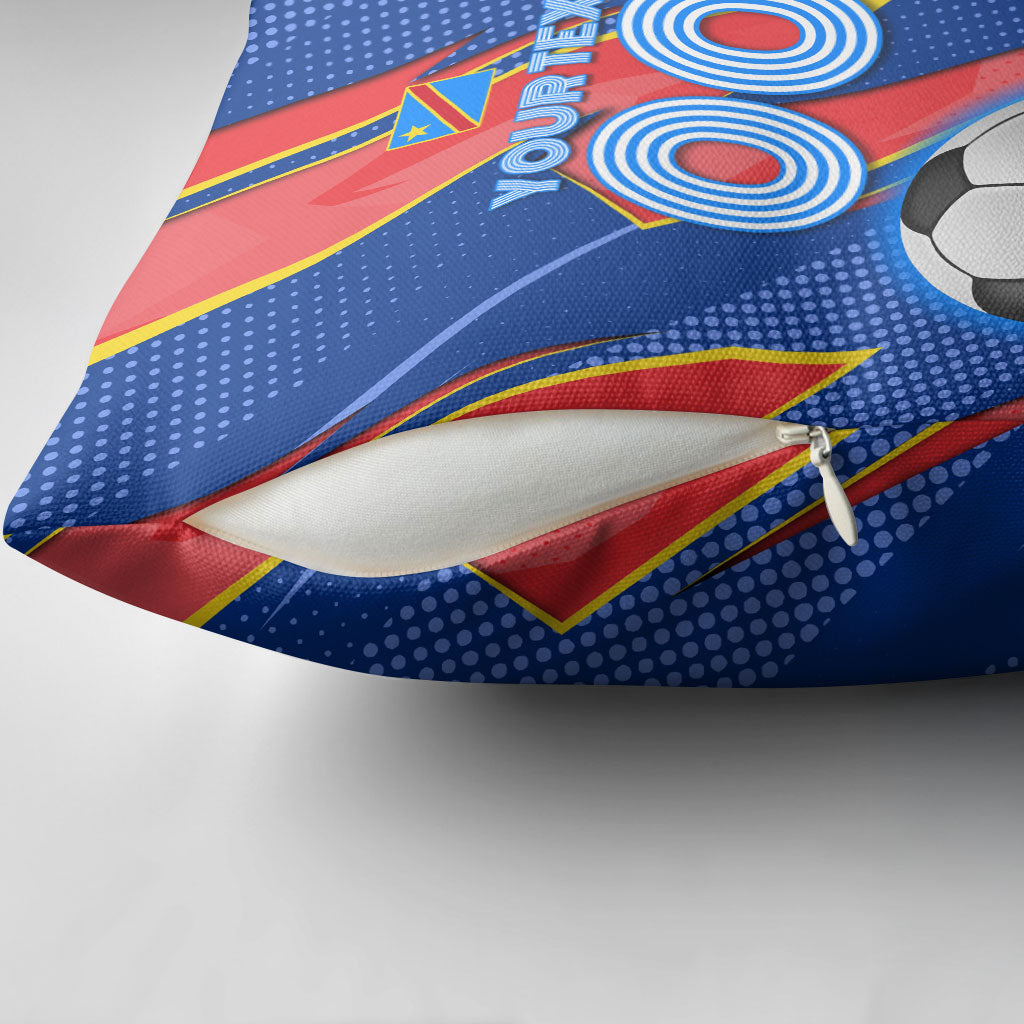 Personalized DR Congo Football Leopard GOAL Pillow Cover Congolese Football Champion - Dynamic Halftone Soccer Style