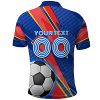 Personalized DR Congo Football Leopard GOAL Polo Shirt Congolese Football Champion - Dynamic Halftone Soccer Style
