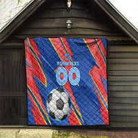 Personalized DR Congo Football Leopard GOAL Quilt Congolese Football Champion - Dynamic Halftone Soccer Style