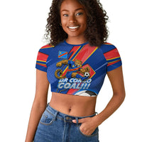 Personalized DR Congo Football Leopard GOAL Raglan Cropped T shirt Congolese Football Champion - Dynamic Halftone Soccer Style
