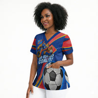 Personalized DR Congo Football Leopard GOAL Scrub Top Congolese Football Champion - Dynamic Halftone Soccer Style