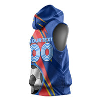 Personalized DR Congo Football Leopard GOAL Sleeveless Hoodie Congolese Football Champion - Dynamic Halftone Soccer Style