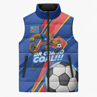 Personalized DR Congo Football Leopard GOAL Sleeveless Puffer Jacket Congolese Football Champion - Dynamic Halftone Soccer Style