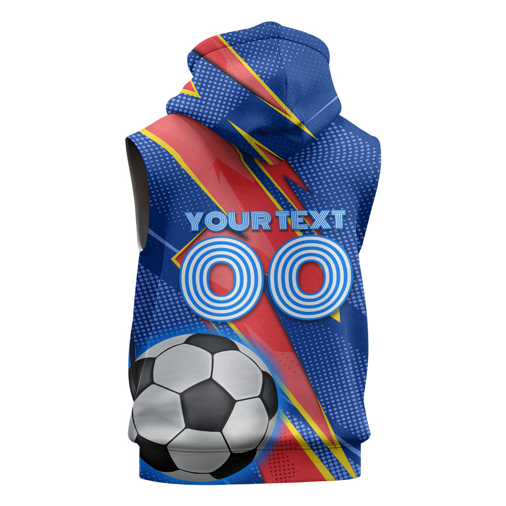 Personalized DR Congo Football Leopard GOAL Sleeveless Zip Hoodie Congolese Football Champion - Dynamic Halftone Soccer Style