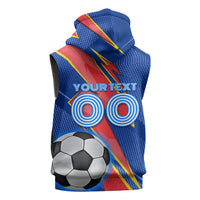 Personalized DR Congo Football Leopard GOAL Sleeveless Zip Hoodie Congolese Football Champion - Dynamic Halftone Soccer Style