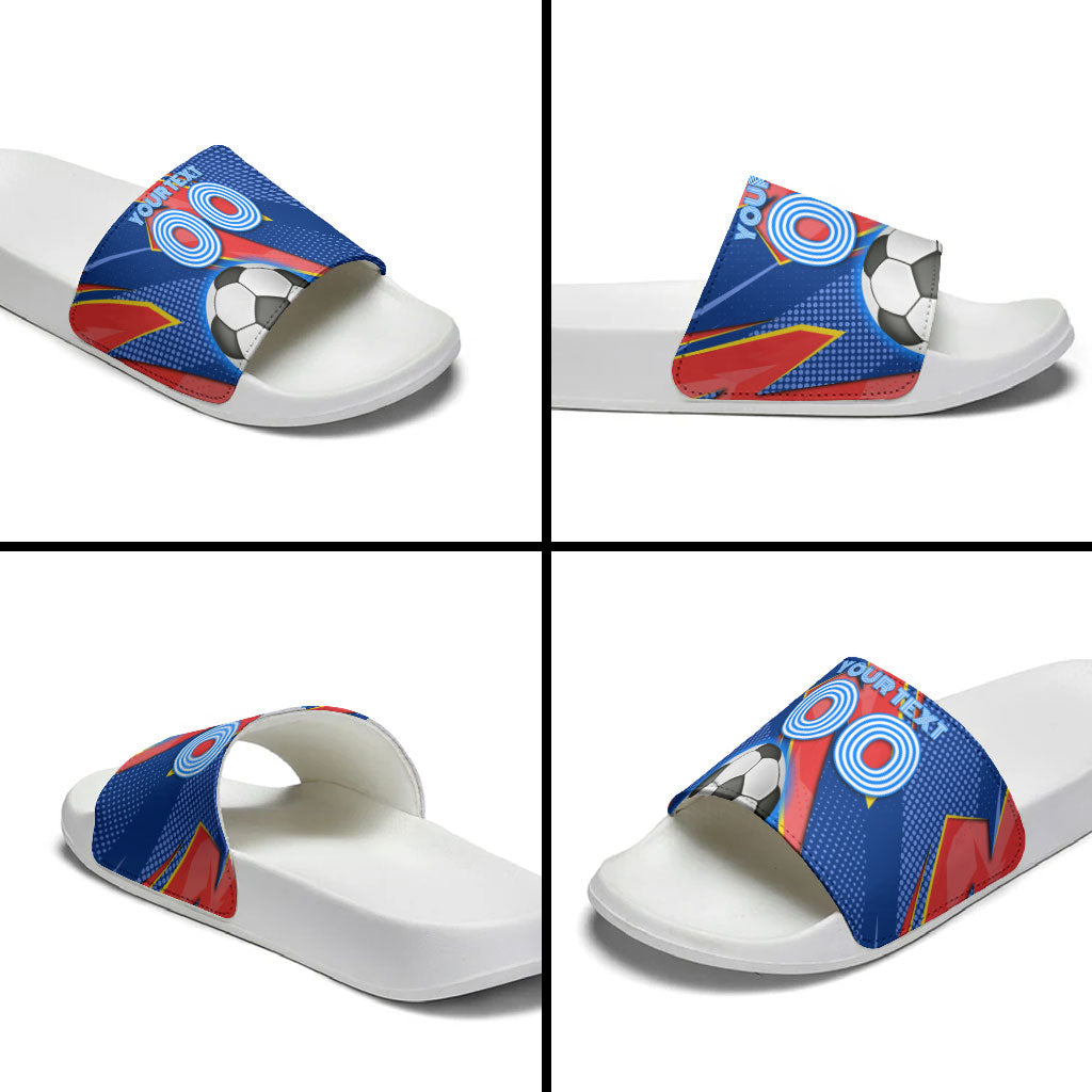 Personalized DR Congo Football Leopard GOAL Slide Sandals Congolese Football Champion - Dynamic Halftone Soccer Style