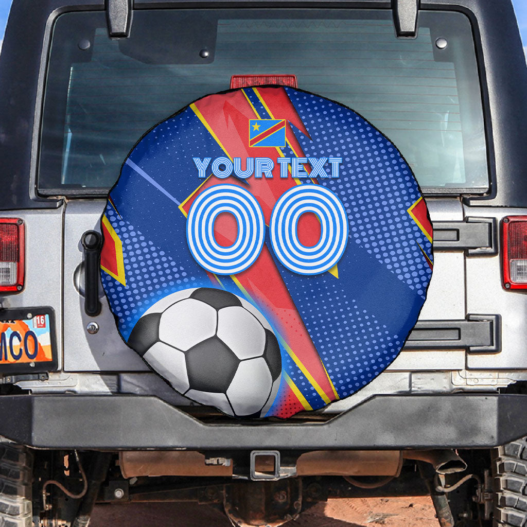 Personalized DR Congo Football Leopard GOAL Spare Tire Cover Congolese Football Champion - Dynamic Halftone Soccer Style