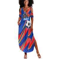 Personalized DR Congo Football Leopard GOAL Summer Maxi Dress Congolese Football Champion - Dynamic Halftone Soccer Style