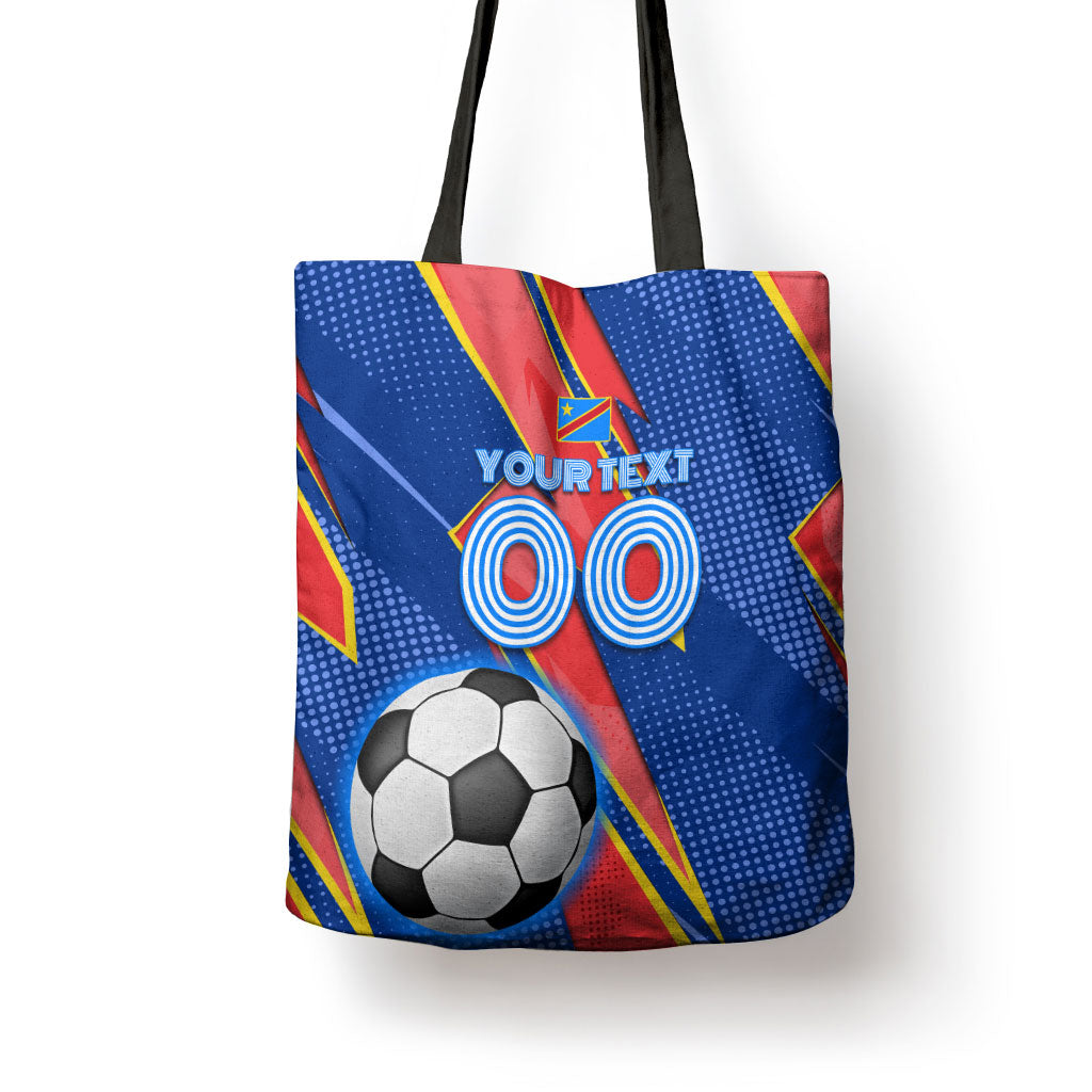 Personalized DR Congo Football Leopard GOAL Tote Bag Congolese Football Champion - Dynamic Halftone Soccer Style