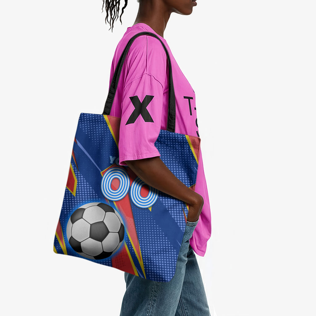 Personalized DR Congo Football Leopard GOAL Tote Bag Congolese Football Champion - Dynamic Halftone Soccer Style