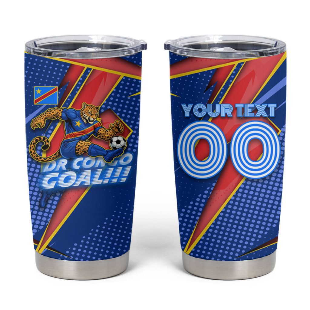Personalized DR Congo Football Leopard GOAL Tumbler Cup Congolese Football Champion - Dynamic Halftone Soccer Style