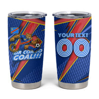 Personalized DR Congo Football Leopard GOAL Tumbler Cup Congolese Football Champion - Dynamic Halftone Soccer Style