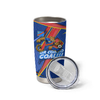 Personalized DR Congo Football Leopard GOAL Tumbler Cup Congolese Football Champion - Dynamic Halftone Soccer Style