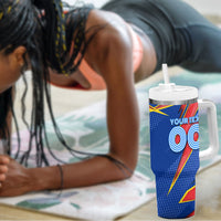 Personalized DR Congo Football Leopard GOAL Tumbler With Handle Congolese Football Champion - Dynamic Halftone Soccer Style