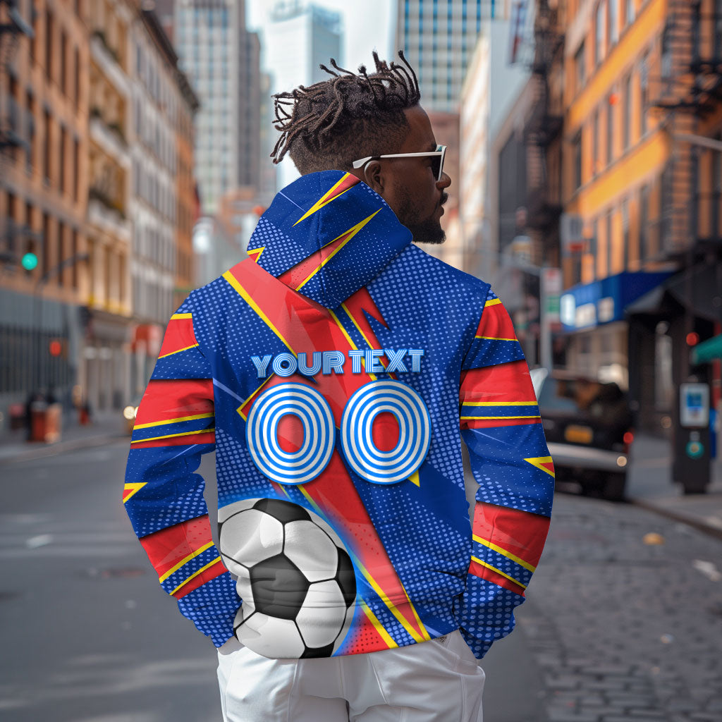 Personalized DR Congo Football Leopard GOAL Zip Hoodie Congolese Football Champion - Dynamic Halftone Soccer Style