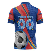 Personalized DR Congo Football Leopard GOAL Zipper Polo Shirt Congolese Football Champion - Dynamic Halftone Soccer Style