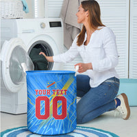 Personalized DR Congo Football Laundry Basket Lightning Leopard National Flag Motif