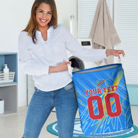 Personalized DR Congo Football Laundry Basket Lightning Leopard National Flag Motif