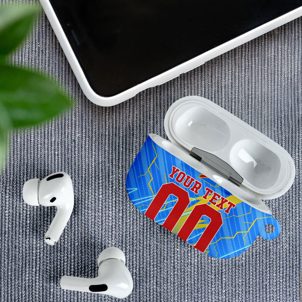 Personalized DR Congo Football AirPods Case Lightning Leopard National Flag Motif