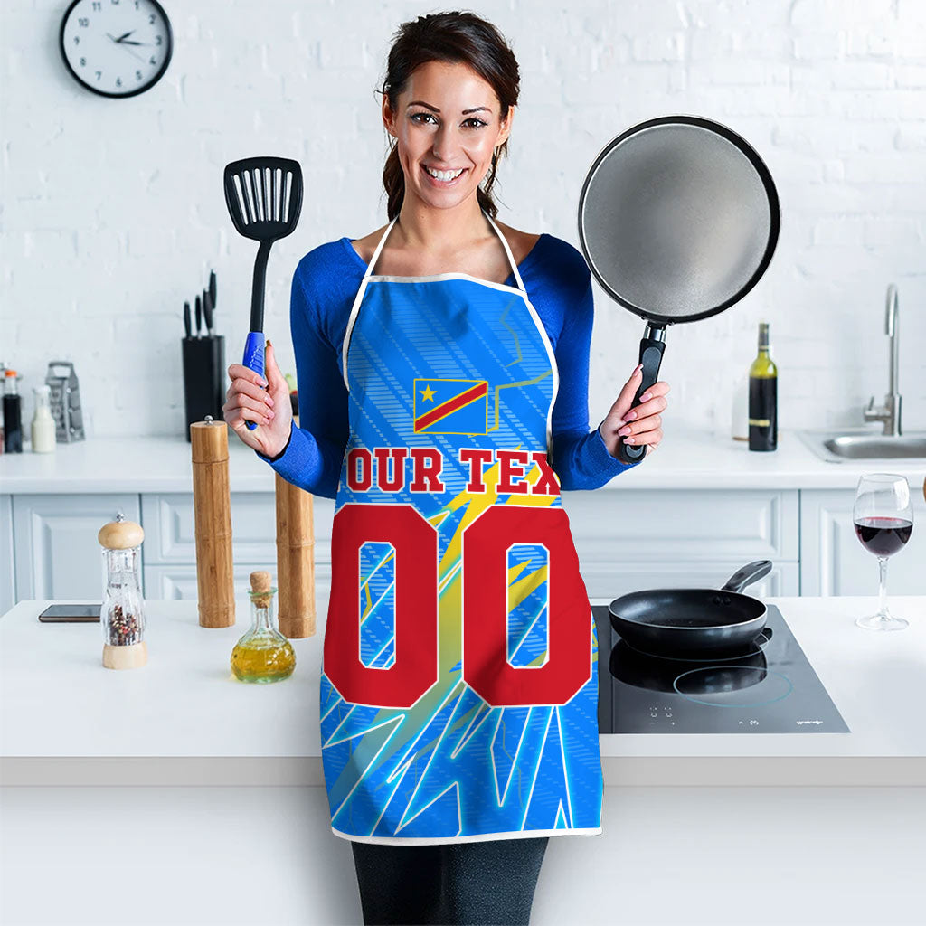 Personalized DR Congo Football Apron Lightning Leopard National Flag Motif