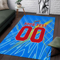 Personalized DR Congo Football Area Rug Lightning Leopard National Flag Motif