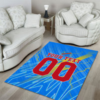 Personalized DR Congo Football Area Rug Lightning Leopard National Flag Motif