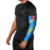 Personalized DR Congo Football Arm Sleeves Lightning Leopard National Flag Motif