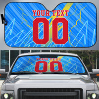 Personalized DR Congo Football Auto Sun Shade Lightning Leopard National Flag Motif