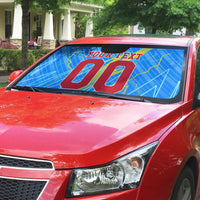 Personalized DR Congo Football Auto Sun Shade Lightning Leopard National Flag Motif